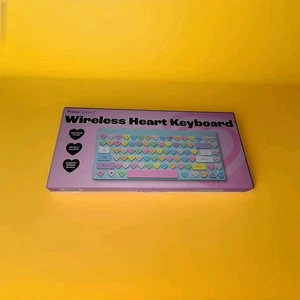 🍬🍭 Prime Connect Kawaii Pastel Back To School Wireless Heart Keyboard 🩷🩵 - Picture 1 of 9
