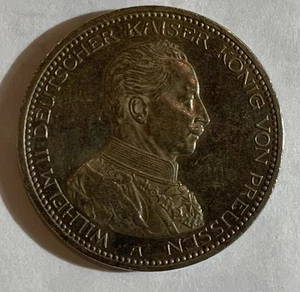 1914 A German Prussia 5 Marks Silver Coin - Picture 1 of 4