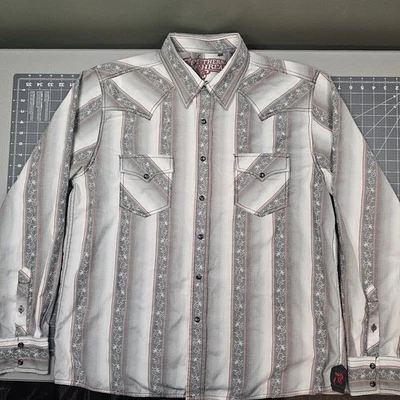 Southern Thread Shirt XL Floral Striped Rooster Western Pearl Cowboy Rodeo - Image 1 of 4