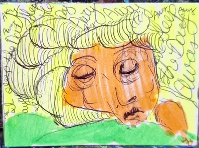 Sleeping the Day Away Woman Mixed Media ATC ORIGINAL 3,5 x 2,5 pulgadas Foto 1 de 3