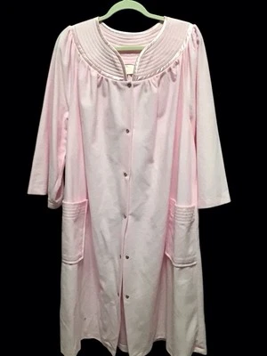 Bata de terciopelo de algodón cepillado Adonna Maxi Snap rosa pastel cuello acolchado 2X bolsillo Foto 1 de 4