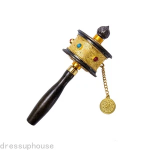 1Pc Copper Hand-cranked Prayer Wheels Tibetan Style Handheld Rotor Ornament - Picture 1 of 6