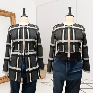 FRANK LYMAN Women’s 10 Plaid Zip Away Bottom 2-Way Jacket Black Gray - Picture 1 of 11