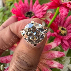 4 TWC Moissanite Round Cut 925 Sterling Silver Wedding Ring GITL Certified - Picture 1 of 6