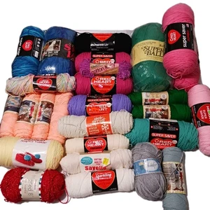 Lot Of 27 Skeins Of Vintage And New Yarn Assorted Colors And Textures - Picture 1 of 10