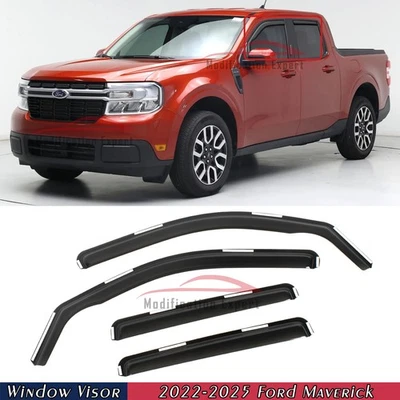Protectores de lluvia en canal para Ford Maverick 2022-2025 viseras de ventana pantalla de ventilación Foto 1 de 4
