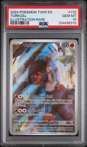 2024 POKEMON TWM EN-TWILIGHT MASQUERADE ILLUSTRATION RARE #172 TORKOAL PSA 10 - Picture 1 of 2