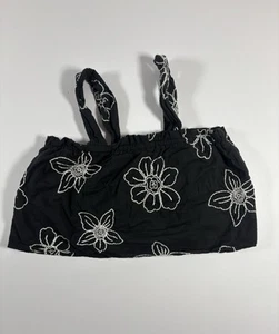 Zara Girls Black Embroidered Floral Crop Top Size 8 (128cm) Boho Summer - Picture 1 of 7