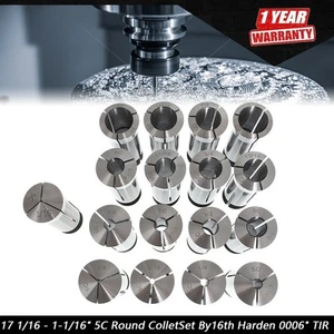 17 Pack 1/16 - 1-1/16" 5C Round Collet Set By 16th Harden 0006" TIR New - Picture 1 of 5