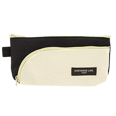 Tokyo Tsubaki Canvas Pencil Case Stream Shape Black x Natural NN-254from JP - Image 1 of 4