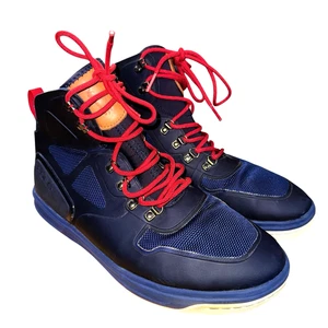 POLO RALPH LAUREN ALPINE 200 SK-ATH MENS 9.5D PRE-OWNED BLUE LEATHER ANKLE BOOTS - Picture 1 of 15