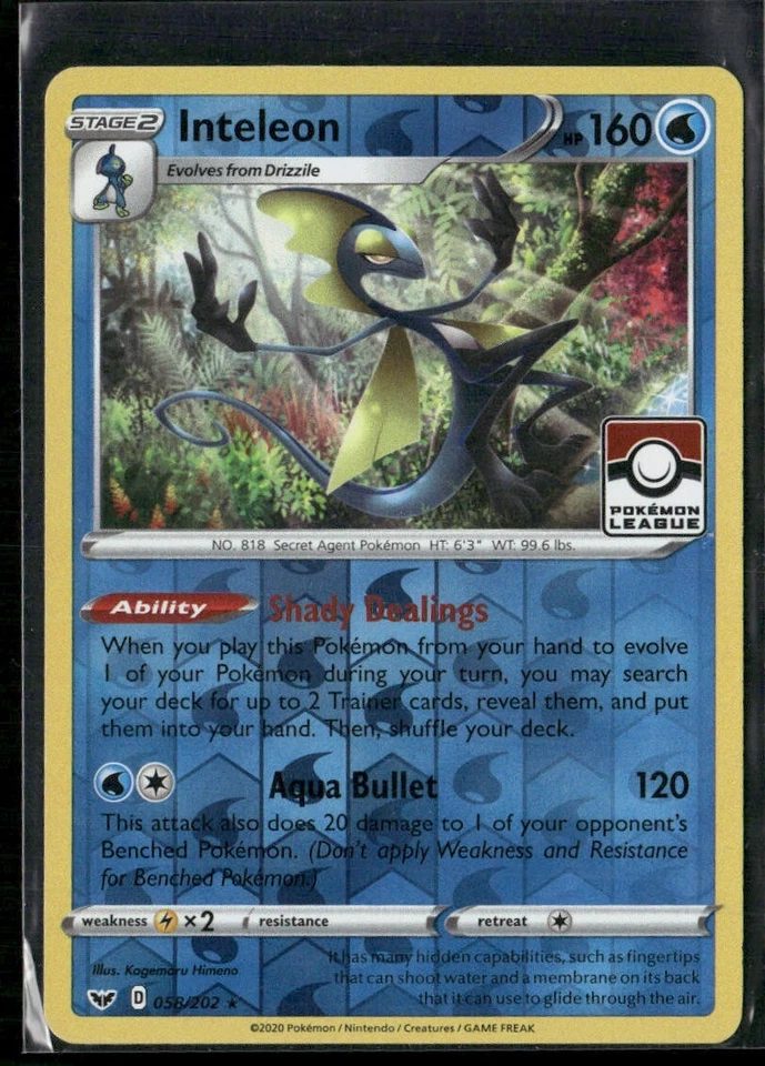 Pokemon TCG Inteleon 058/202 Sword & Shield League Promo - Image 1 of 1