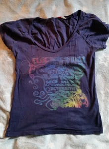 EDC Esprit T-Shirt Lila Festival Hippie Psychedelic Rock Shirt Motiv Lila S M 36 - Bild 1 von 4