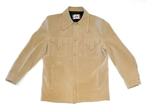 Brad Whitney hellbraun Buckskin Wildleder große Knopfleiste gefütterter Mantel Vintage - Bild 1 von 14