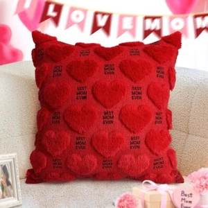 Mothers Day for Mom Gift, Best Ever Embroidered Throw Pillow Red Heart  - Picture 1 of 3