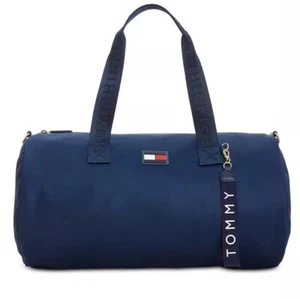 New Tommy Hilfiger Leah Duffle Navy Barrel Roll X Large Bag Nylon Zip Closure - Picture 1 of 1