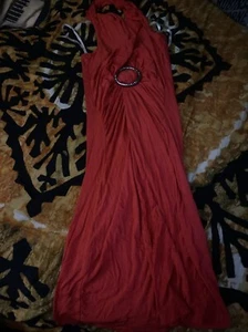 LUSH Cute Dark Tangerine Halter Dress Size S - Picture 1 of 4