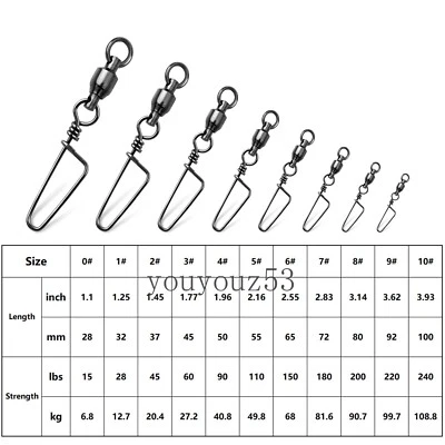 Ball Bearing Fishing Swivel Coastlock Snap High-strength Connector 15lb-240lb - Image 1 of 4