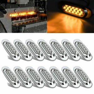 Clear/Amber 16-LED Trailer Side Marker Turn Signal Pickups Light Chrome 12V - Foto 1 di 9