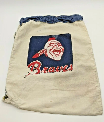 Vintage 1970s Atlanta Braves Armenia Canvas Cinch Drawstring Tote Bag 16" x 12" Cover