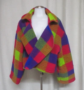 ALEMBIKA URBAN thick soft wool blend colorful plaid checker jacket sz XS - Picture 1 of 7