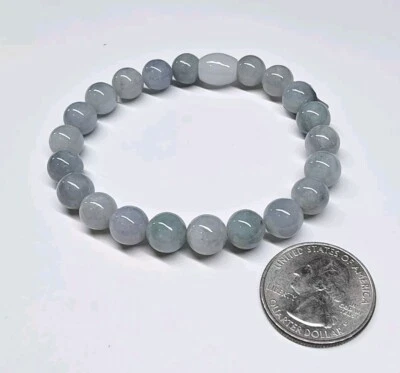 Lot of 1 Certified Purple Jade Bracelet 9mm natural bead Jadeite Bangle玉珠翡翠手链 - Image 1 of 4