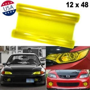 JDM Yellow Sporty Racing Tint Vinyl Film Trim Wrap for Headlight DRL Fog Light - Picture 1 of 12