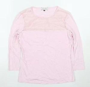 Austin Reed Pink Long Sleeve Women's Crochet Detail Top XS - Picture 1 of 12