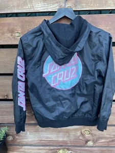 Santa Cruz Youth Pink/Blue Windbreaker Hoodie lined Jacket Skater Size M 8/10 - Picture 1 of 7