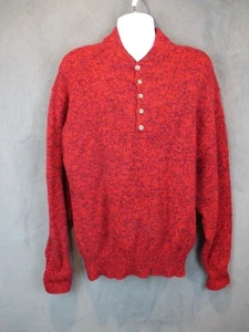 Vintage Sweater Mens XL Red Rag Henley Wool Fishing Hunting Camping 80s USA Made - Picture 1 of 9