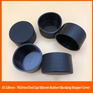 Black End Cap Silicone Rubber Blanking Stopper Cover for Pipe Tube ID 2,8-78,5mm - Picture 1 of 7