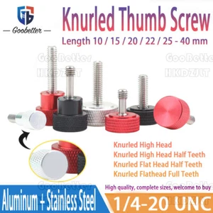 1/4-20 UNC Knurled Thumb Screws Aluminum Alloy Hand Grip Knob & Stainless Steel - Picture 1 of 9