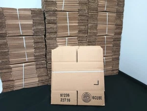 x300- 6 Cube Box 6in x 6in x 6in Singlewall, 65lbs, Edge Crush Test 32 lbs/in - Picture 1 of 4