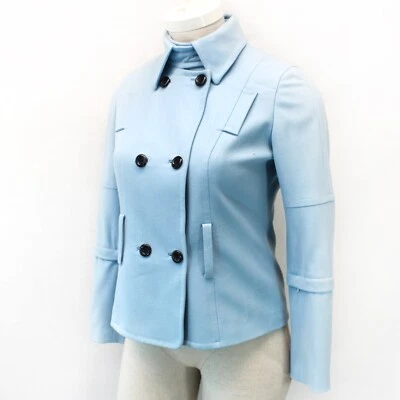Abrigo Chaqueta Per Se Azul Lana Elastizado Doble Pecho Mangas Extraíbles Talla 12 Foto 1 de 4