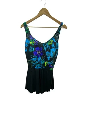 Longitude Swimsuit Women's Size 18 Blue Floral One Piece SwimDress - Image 1 of 4