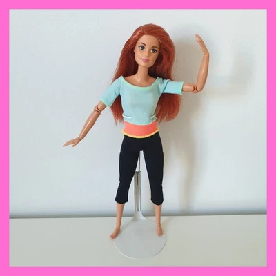 Muñeca Barbie Hecha para Moverse Yoga Top Azul 2016 Pelirroja Pelo Rojo Pecas Articulada Foto 1 de 4