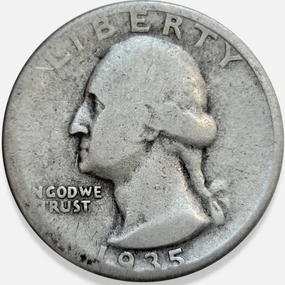 1935-S Washington Quarter 25C $9 Melt! * Original Surfaces! 1935S #10 - Image 1 of 2
