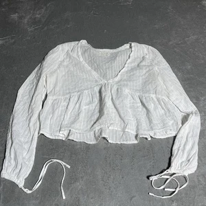 Top Urban Outfitter Mujer Grande Acadia Manga Globo Babydoll Corto Ojales Boho - Imagen 1 de 6