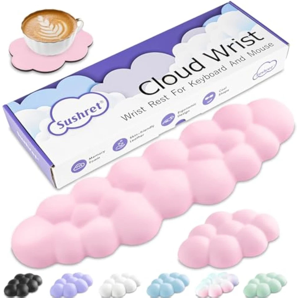 Cloud Wrist Rest Keyboard, Cloud Keyboard Wrist Pad Set with PU Leathe - Image 1 of 1