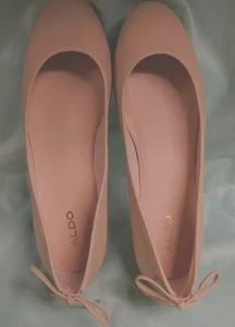 ALDO SCARPE DONNA BALLERINE BEIGE MARRONE 9M CLASSICHE PUNTA TONDA FIOCCO AL TALLONE NUOVE - Foto 1 di 7