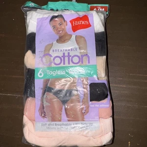 Hanes atmungsaktive Damengröße 6/M taglose Bikinis 6 Stück einfarbiges Paket - Bild 1 von 8