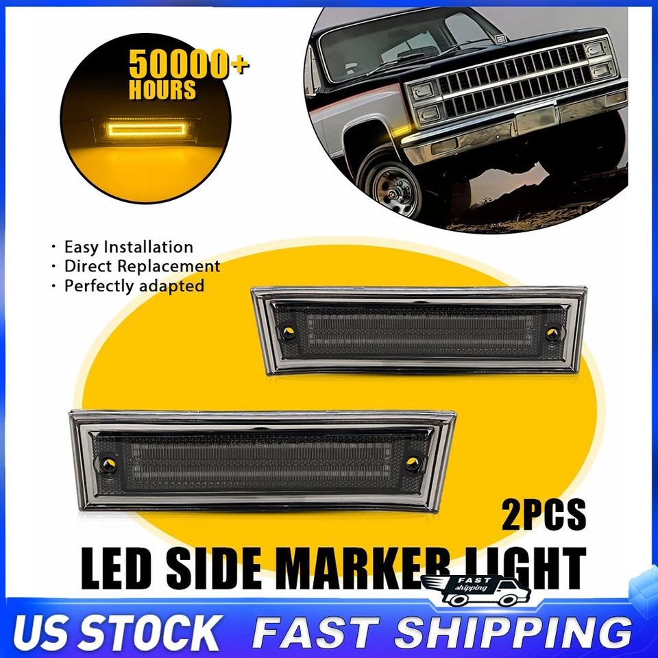 Передние светодиодные габаритные огни 2x для пикапа GMC V1500 V2500 V3500 1987-1991 годов выпуска - Изображение 1 из 4