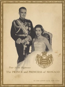 Lotos Club State Dinner Menu for Prince and Princess of Monaco, Grace Kelly 1958 - Picture 1 of 3
