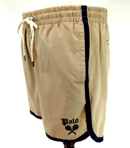 POLO RALPH LAUREN Men's Classic Fit 6" Shorts Khaki TENNIS Raquet w/ Logo NEW * - Picture 1 of 8