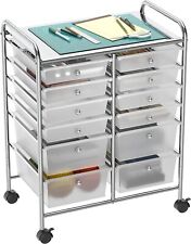 SimpleHouseware 12-Drawers Rolling Storage Cart, Heavy-Duty Utility Cart Clear