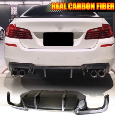 REAL CABON Rear Bumper Lip Diffuser for BMW F10 535i M-Sport 530i 550i 2011-16 - Image 1 of 4