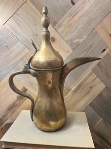 Antique Arabic Islamic Dallah Coffee Pot Bedouin Brass Middle East - Picture 1 of 10
