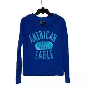 American Eagle Hoodie Size Medium Blue Women NTL Parks Cotton Poly Sweatshirt - Picture 1 of 8