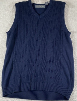 Chaleco Suéter Oscar De La Renta Para Hombre Mezcla Algodón Azul, Talla L Foto 1 de 4