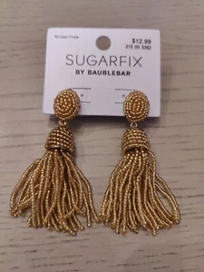 NEW - SUGARFIX by BaubleBar Beaded Tassel Earrings - Gold. MSRP $12.99 - Picture 1 of 2